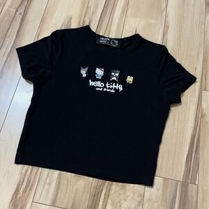 Hello Kitty And Friends X Forever 21 Black Graphic Crop Top Baby Doll T Shirt M